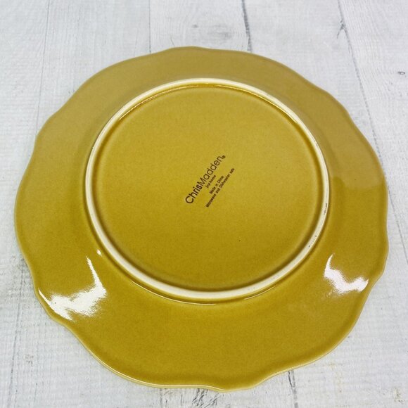 Chris Madden JC Penny CORVELLA GOLD  Scrolls Stoneware Salad Lunch Plates Set 4 - Picture 3 of 16